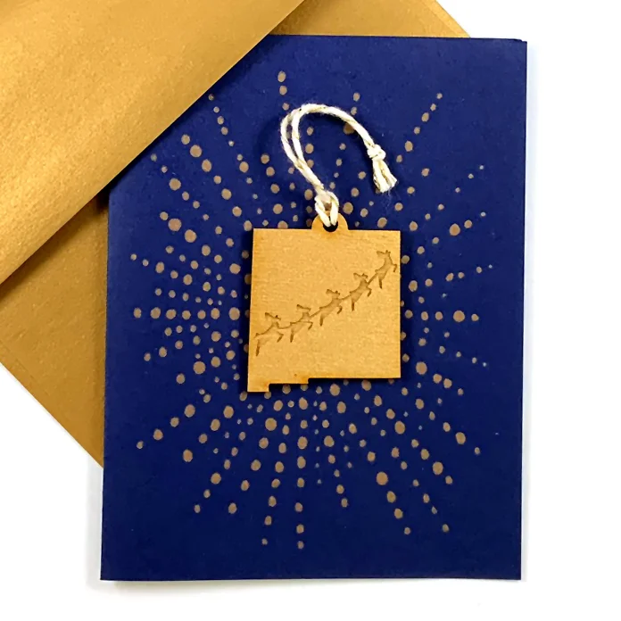 Letterpress Card with Mini New Mexico Reindeer Ornament