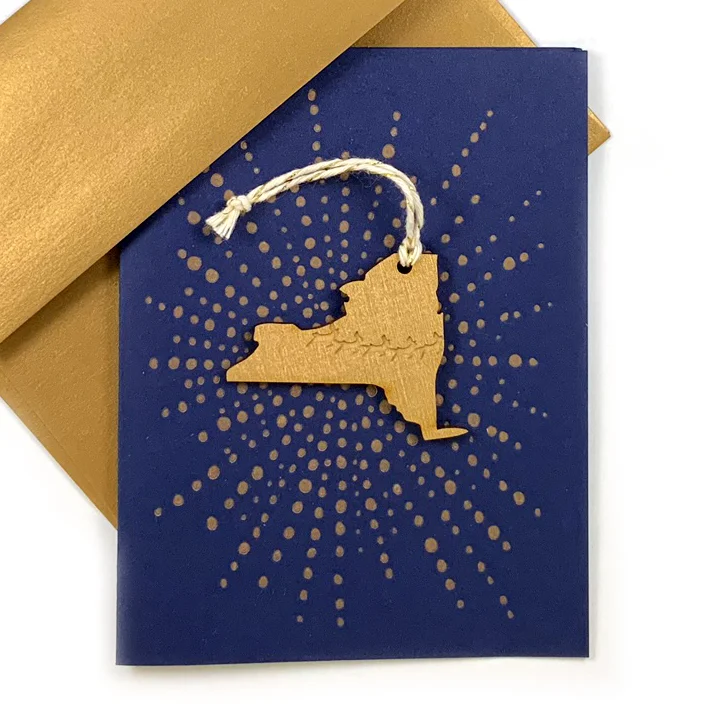 Letterpress Card with Mini New York Reindeer Ornament