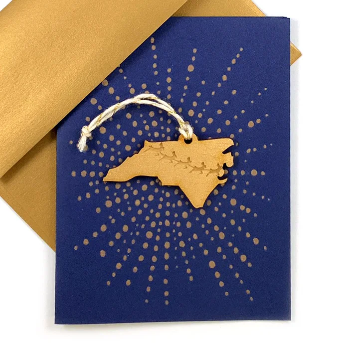 Letterpress Card with Mini North Carolina Reindeer Ornament