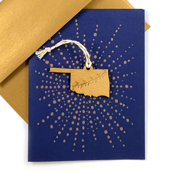 Letterpress Card with Mini Oklahoma Reindeer Ornament