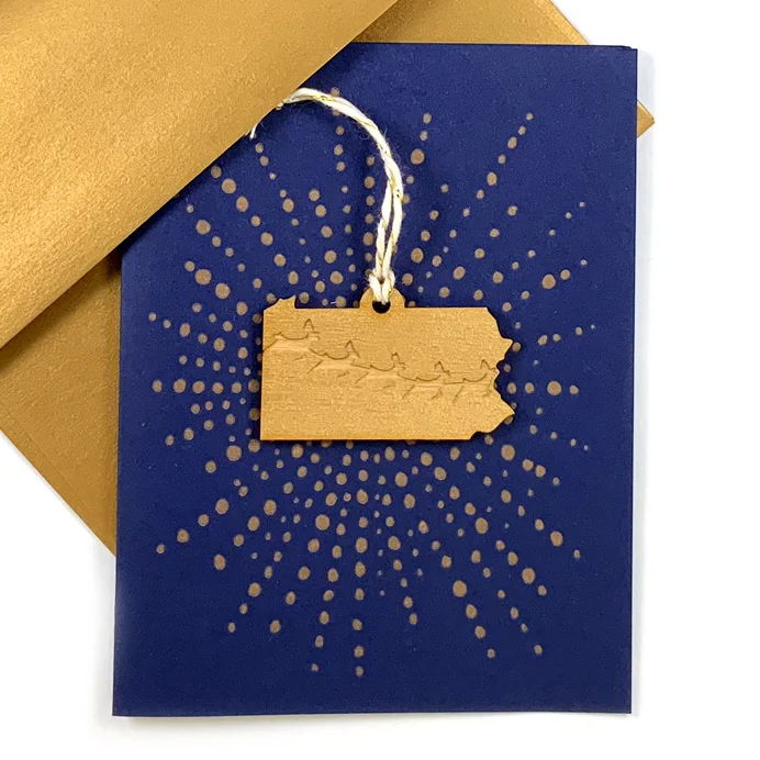 Letterpress Card with Mini Pennsylvania Reindeer Ornament