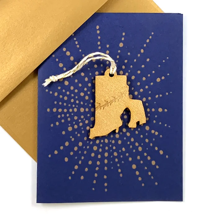 Letterpress Card with Mini Rhode Island Reindeer Ornament