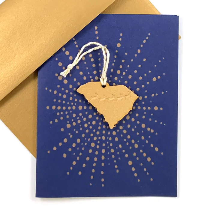 Letterpress Card with Mini South Carolina Reindeer Ornament