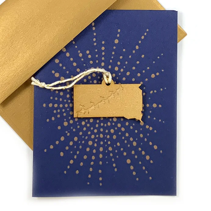 Letterpress Card with Mini South Dakota Reindeer Ornament