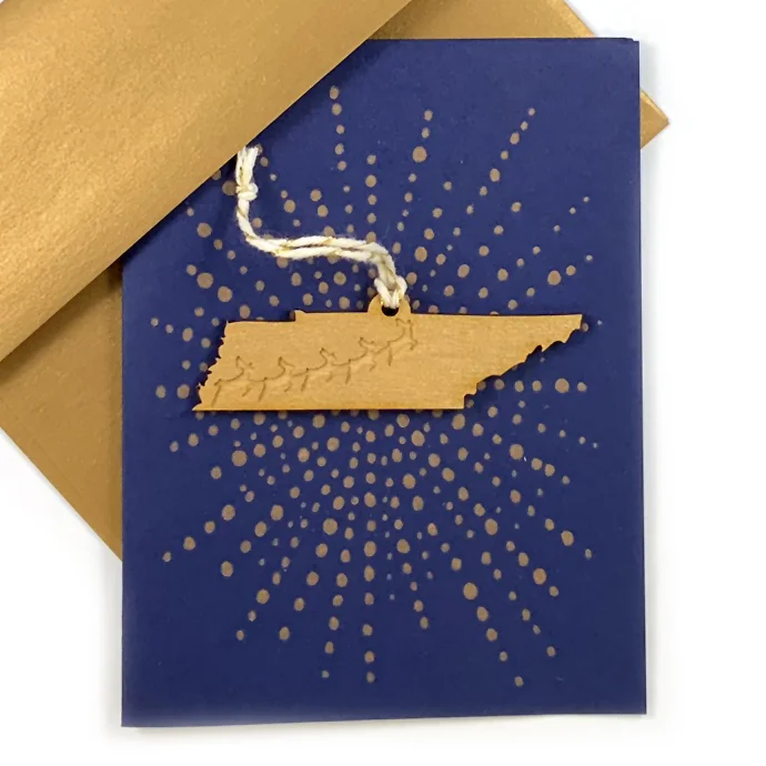 Letterpress Card with Mini Tennessee Reindeer Ornament