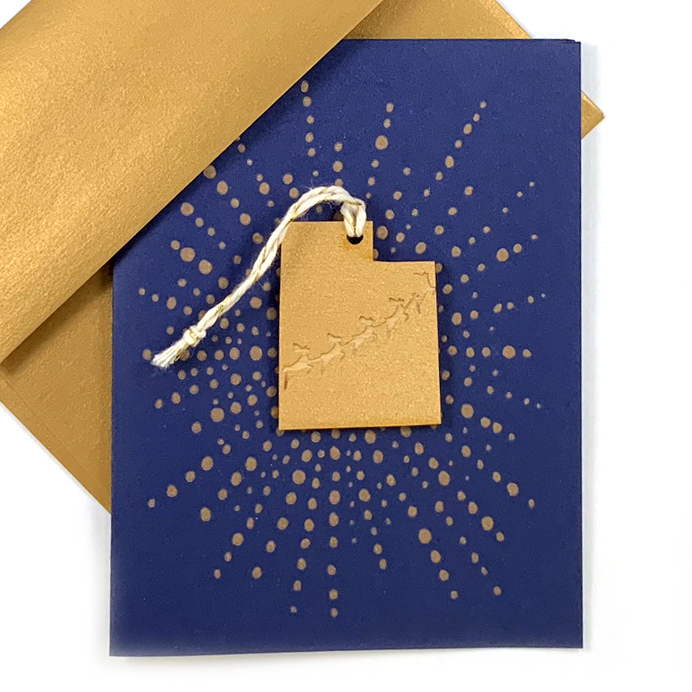 Letterpress Card with Mini Utah Reindeer Ornament