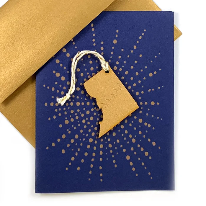 Letterpress Card with Mini Washington D.C. Reindeer Ornament