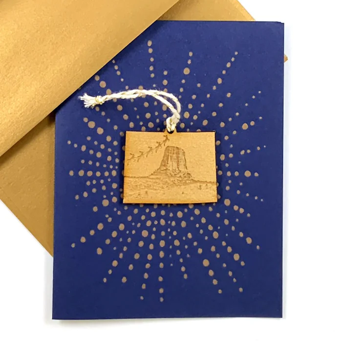 Letterpress Card with Mini Wyoming Reindeer Ornament