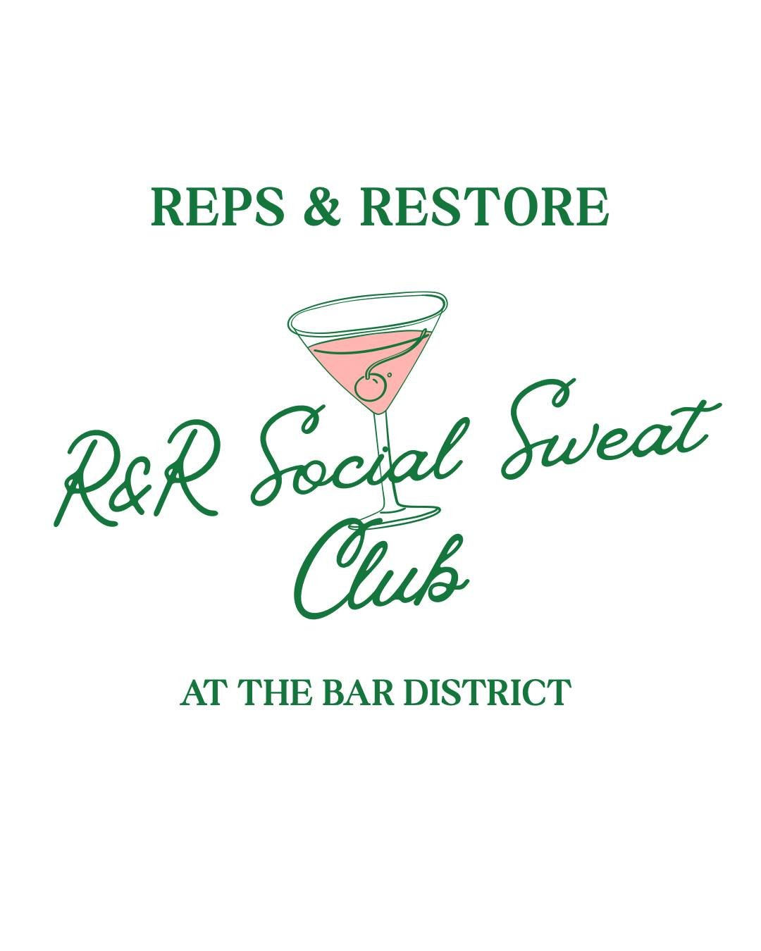 R&amp;R Social Sweat Club is back at The Bar District 💥

Our friends at @repsandrestore are bringing back their Social Sweat Club on April 25, and it&rsquo;s the perfect way to kick off your morning. This high-energy event blends movement, music, an