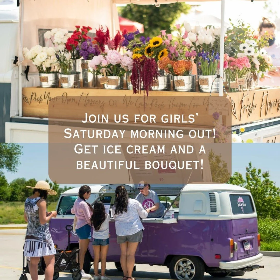 Flowers and ice cream? Sounds like the perfect Saturday morning to us! 🌸🍦

Join us at Girls Saturday Morning Out on June 13 and treat yourself to beautiful blooms from @ccsflowertruck and a sweet scoop from the @joshandjohns Scoop Bus.

Grab your f