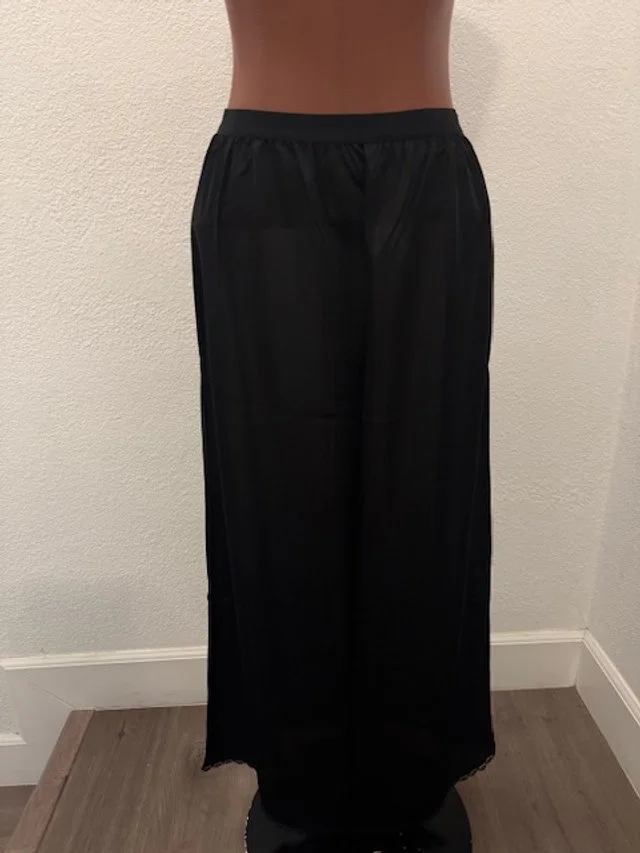 Women's Long Black Nylon Half-Slip