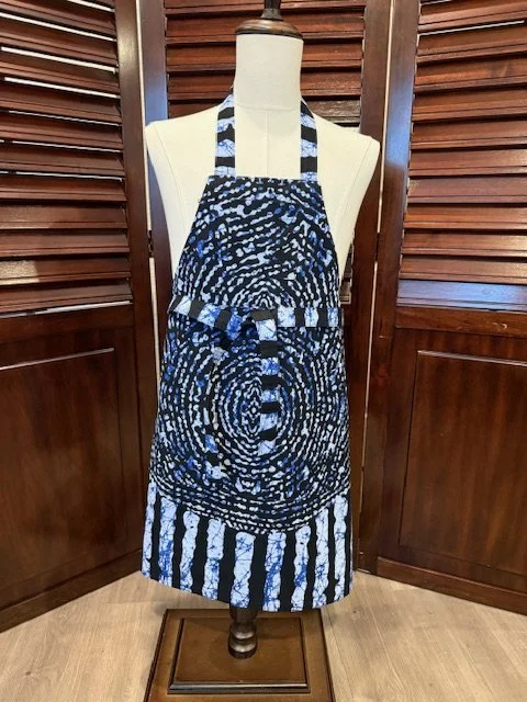 Dark Blue and Light Blue Adult Ethnic Touch Apron