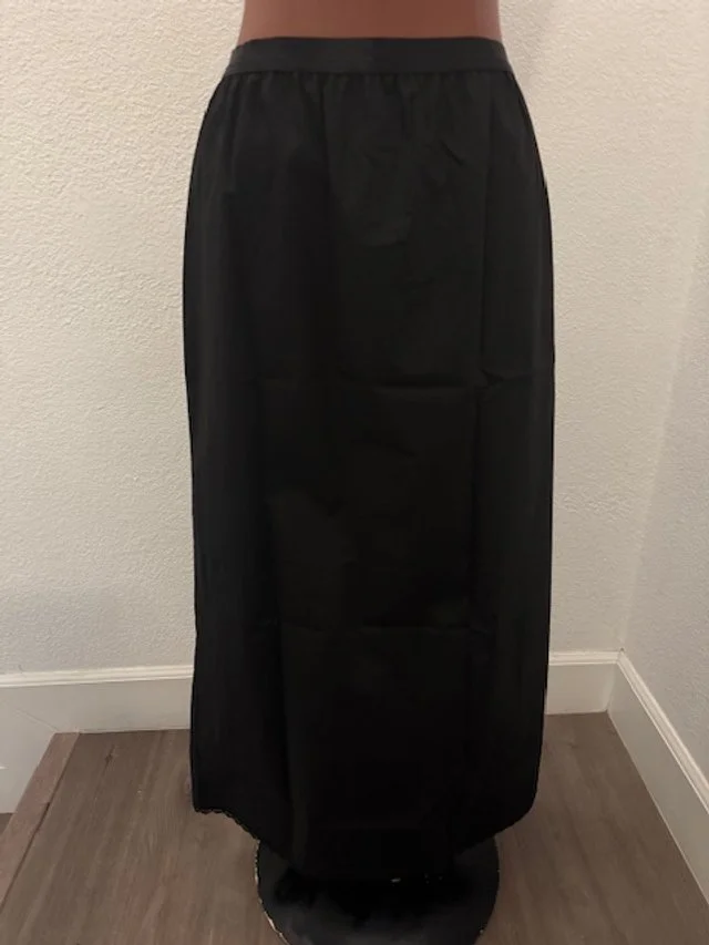 Women's Long Black Cotton Half-Slip