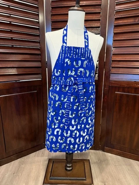 Royal Blue and White Adult Ethnic Touch Apron