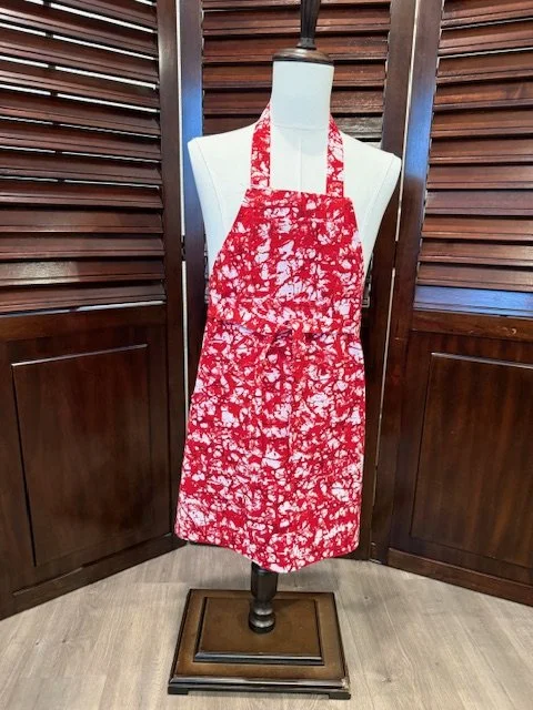 Red and White Adult Ethnic Touch Apron