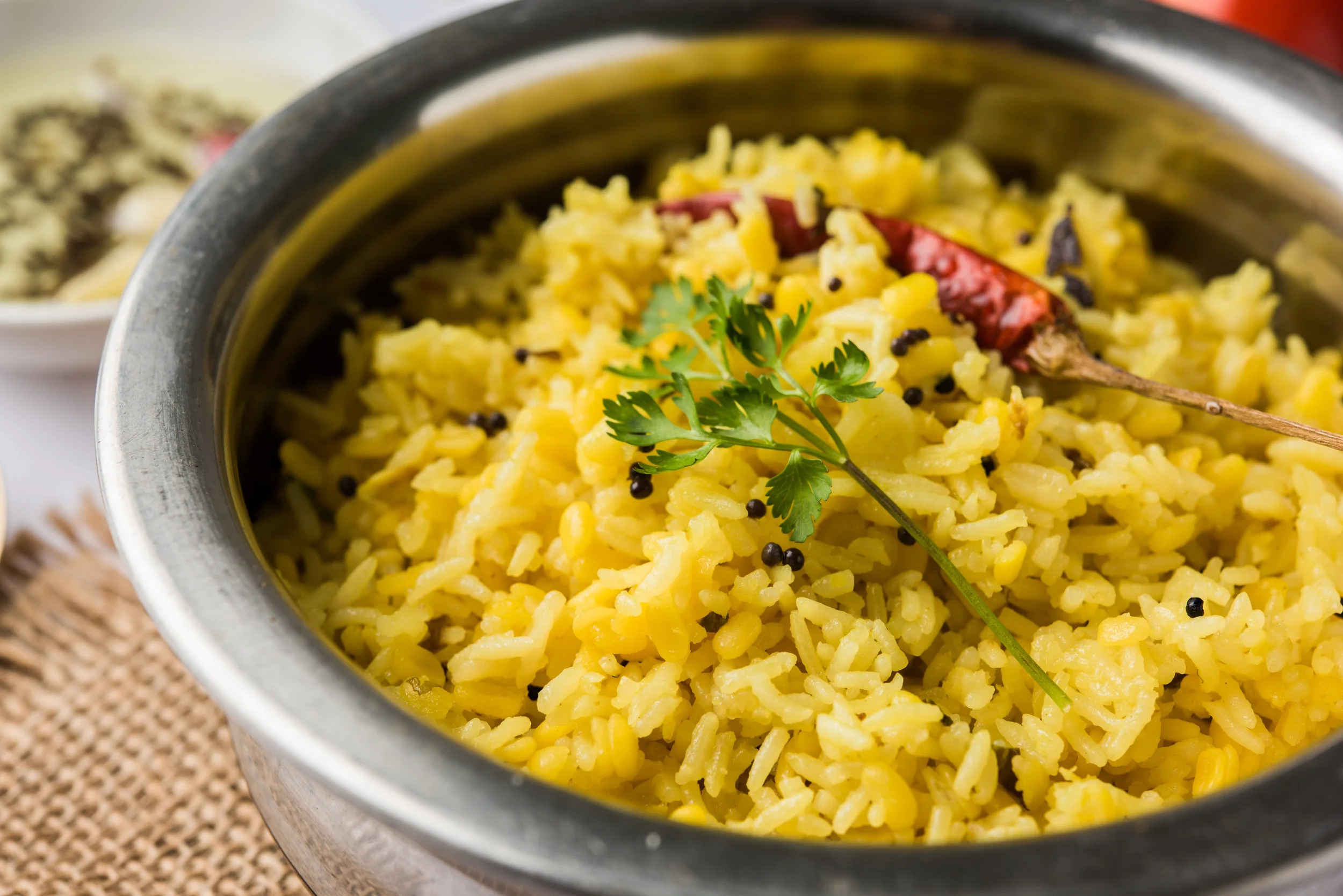 Kitchari, a traditional Ayurvedic stew of rice and mung beans is your staple food during the cleanse.