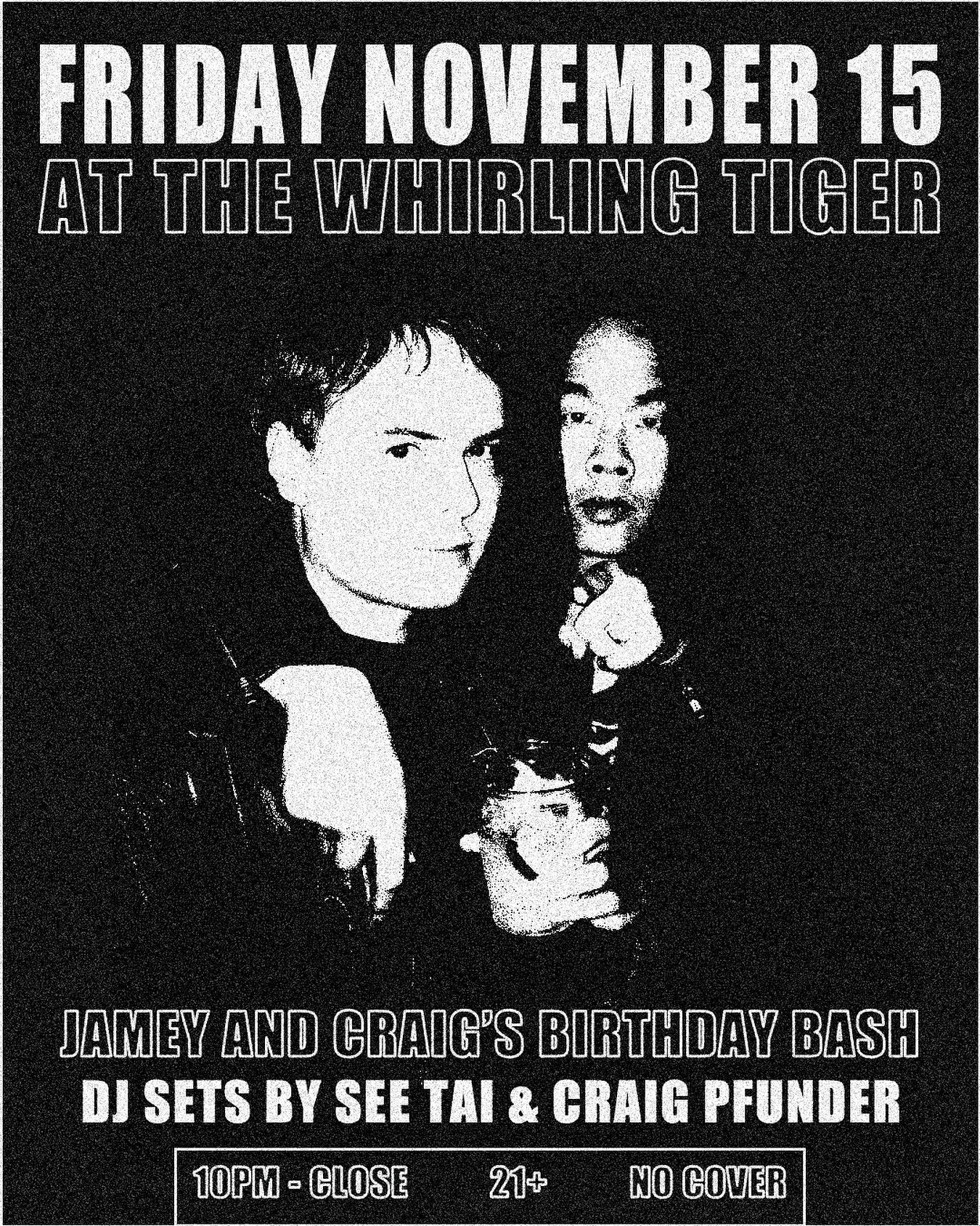Craig @vhsorbeta and I are both having birthdays this week, so we&rsquo;re throwing a joint party at @whirlingtiger this Friday! Everyone&rsquo;s invited, and we&rsquo;d especially love to see all our friends there! Starts at 10pm in the front room a