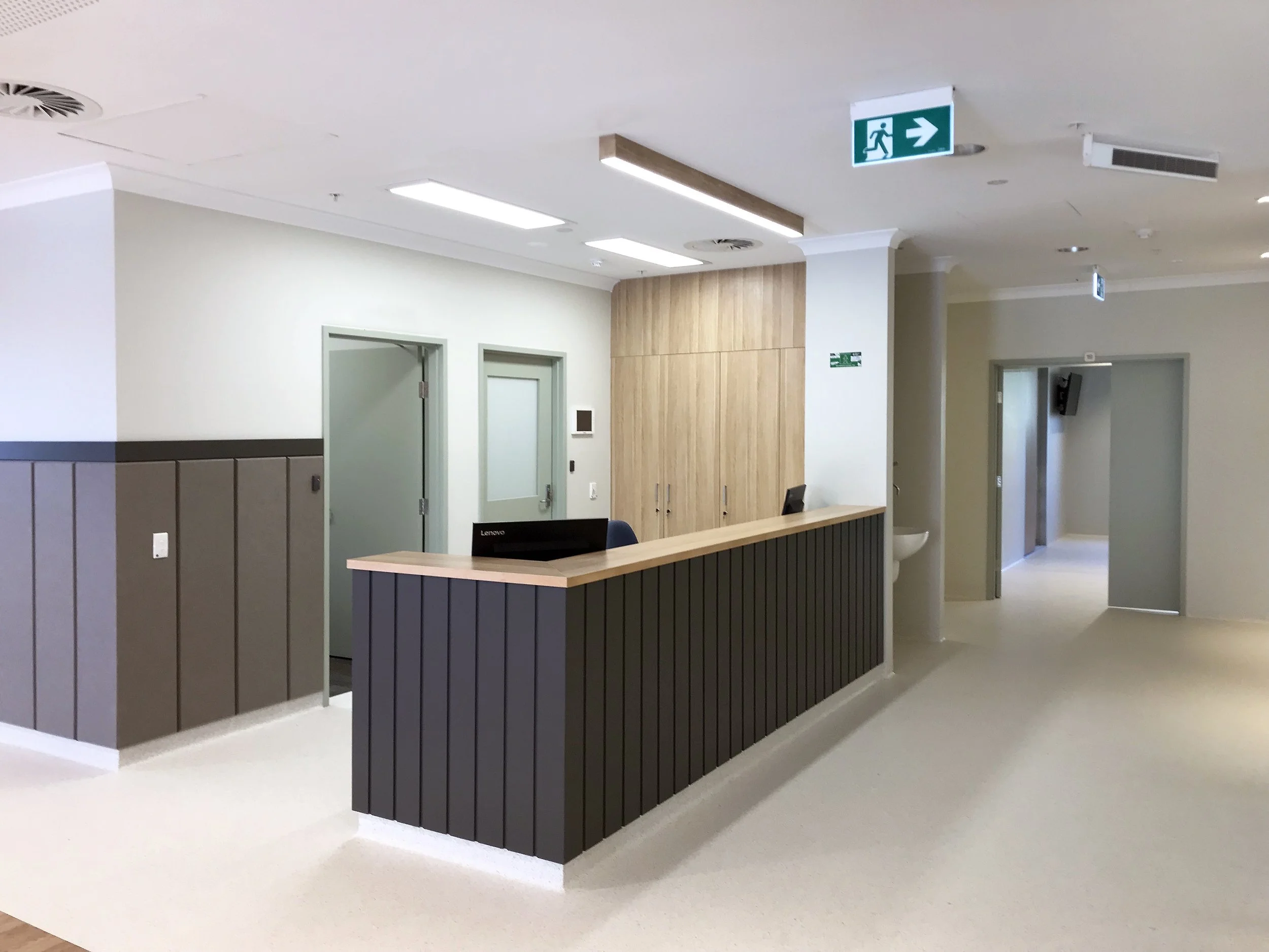 Mt Pleasant Hospital | Aged Care Development Services: Meinhardt Contractor: GCJ Constructions Photographer: W+S Aged Care Development extension that involved building on an existing slab (that had been left for 10 years) to extend the aged care facilities to the existing Mount Pleasant District Hospital. Facilities added included a lounge/dining, residents kitchen, staff faciliites and an additional 3 bedrooms with private ensuites. Some existing bedrooms and ensuites were also refurbished during the project.