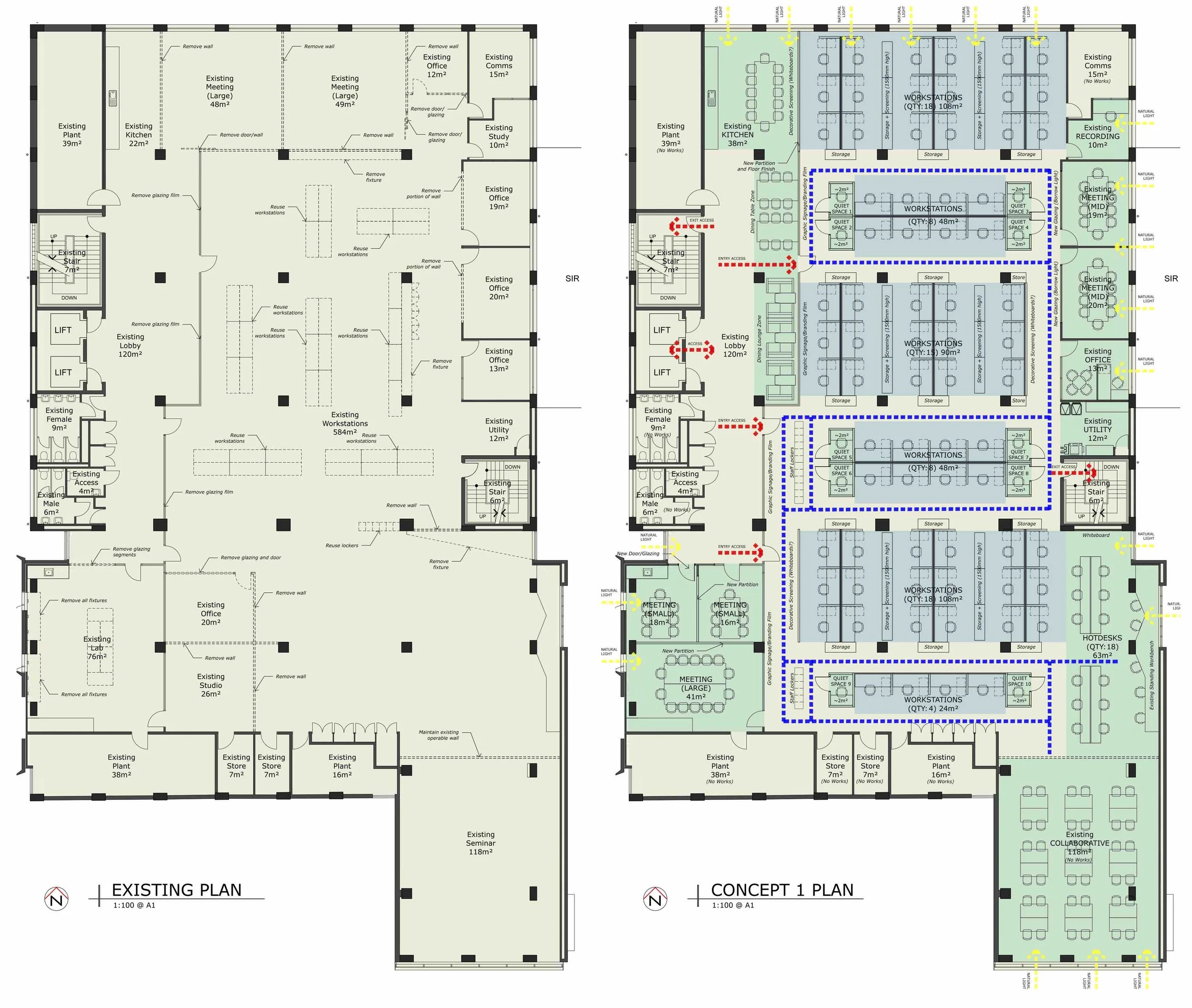 UniSA Online | Office Planning Study Space planning study to accomodate the expansion of UniSA’s Online division and relocate staff back onto the Campus at City West.