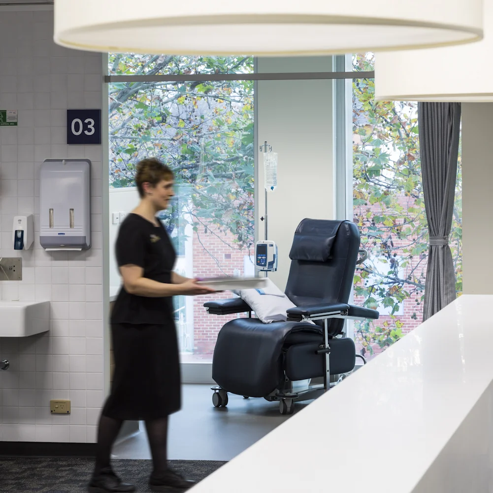 St Andrew’s Hospital | Medical Centre Fitout Services: Gascoigne Consultants Contractor: Cambridge Group Photographer: Various Integrated fit out over 4 levels including pharmacy, pathology, and new chemotherapy services. Upper levels contain specialised consulting and diagnostic rooms as well as administration and meeting facilities. All with access to natural light and views.