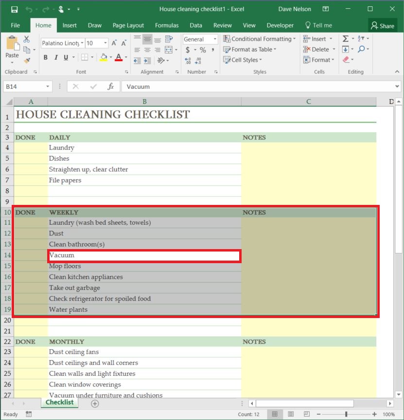 Here the initial active cell was B14. Pressing CTRL+A selected the range of all cells with something in any cell.