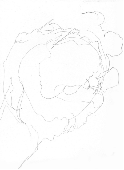  Blind contour of a hand holding an apple, by author.
