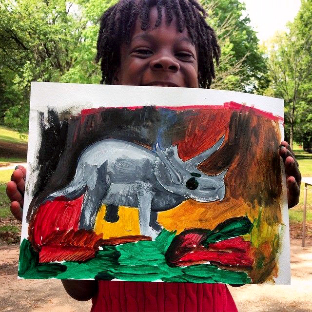 Boy Atlanta Art, concrete floor