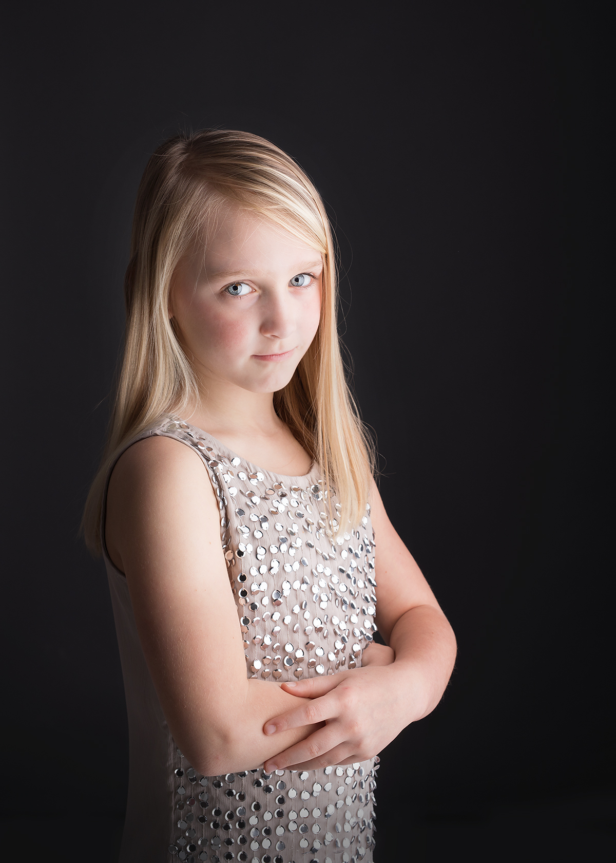 tween girl in a studio session black background st simons island