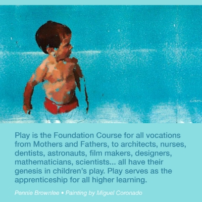 One of Penny's wonderful tiles and her thoughts on play, thoughts that reflect Albert Einstein's belief that 'play is the highest form of research'
