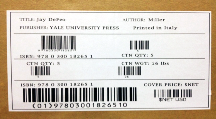Example bar code label