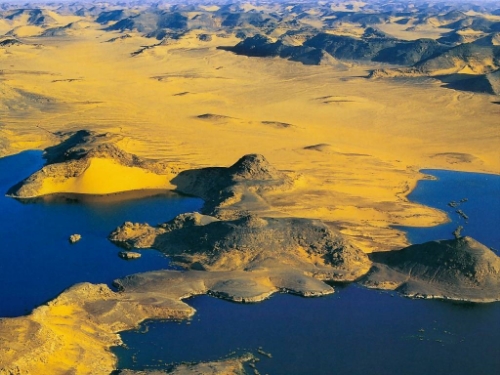 Lake Nasser, Egypt at sunset