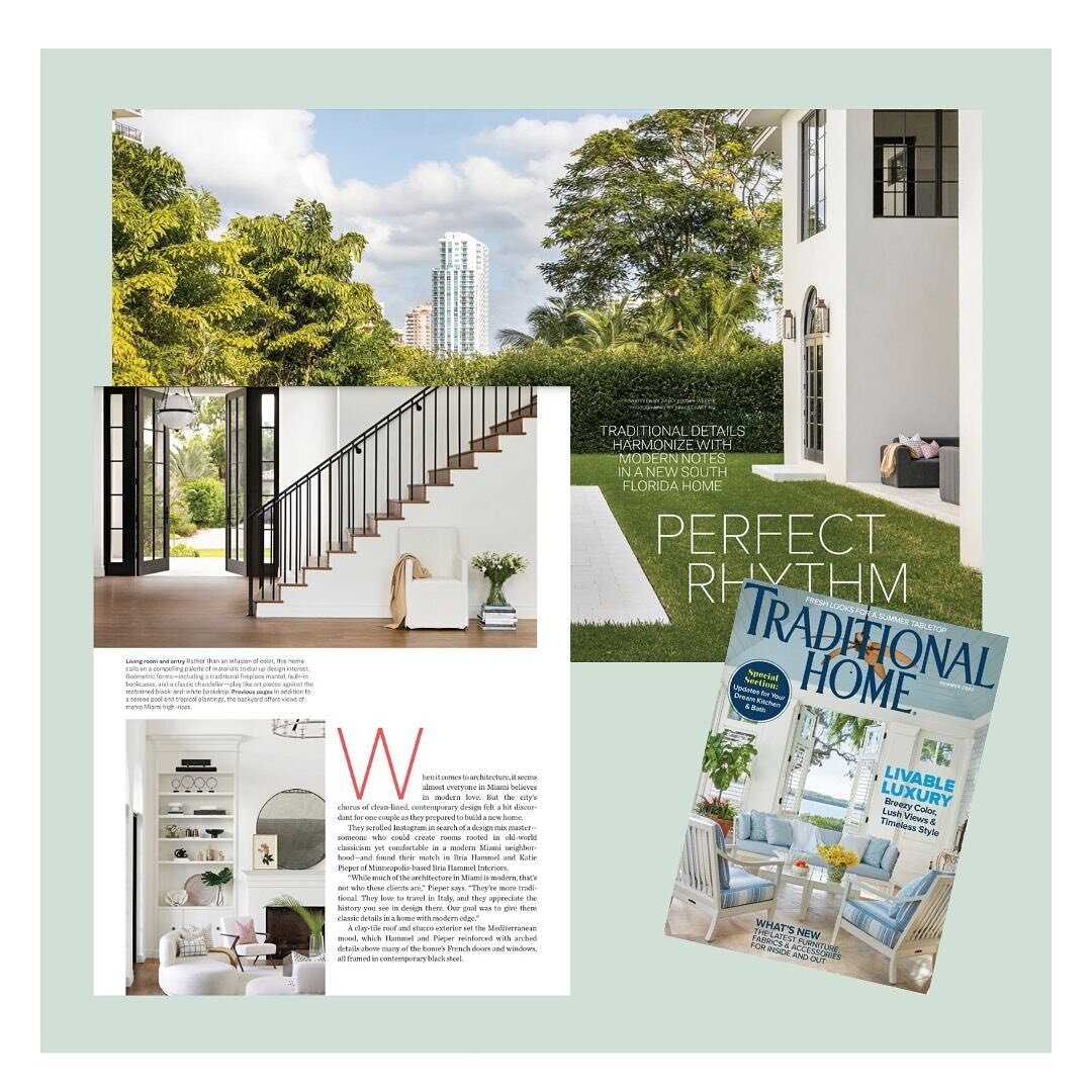 @briahammelinteriors&rsquo; gorgeous Miami project is featured in the newest issue of @traditionalhome ✨ pick up your issue to get a glimpse into this beautiful seaside retreat! #dominopress #thatsdomino