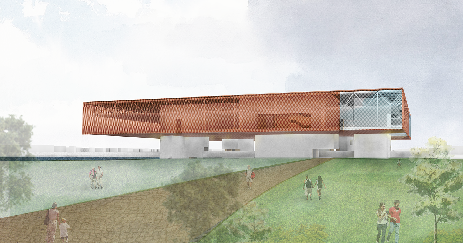 APPROACH The building is approached via a cobblestone pathway that brings visitors to the main entrance where they enter the “corespace” via stair or elevator and ascend to the lobby centrally located in the horizontal floorplate. 