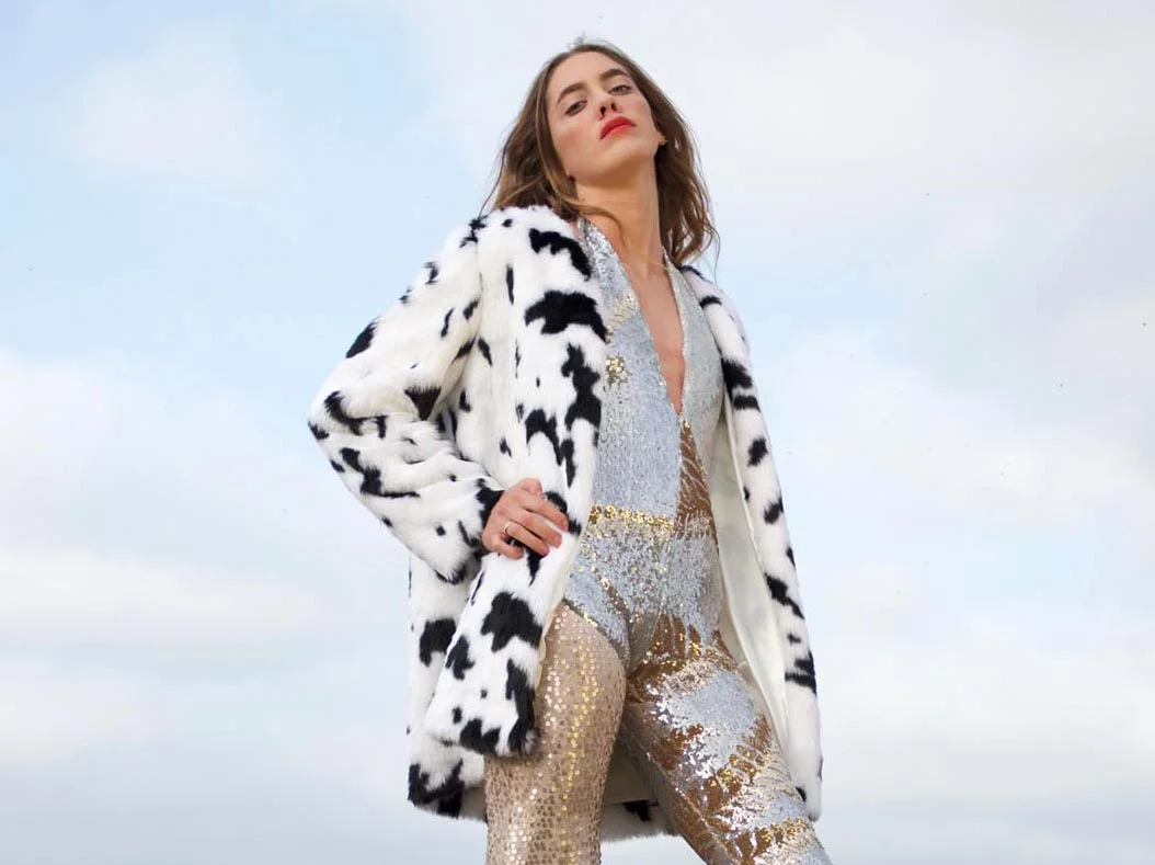 winifred rose clothing winter cropped christmas festival womenswear fashion fur coat cow dalmation sequin catsuit.jpg