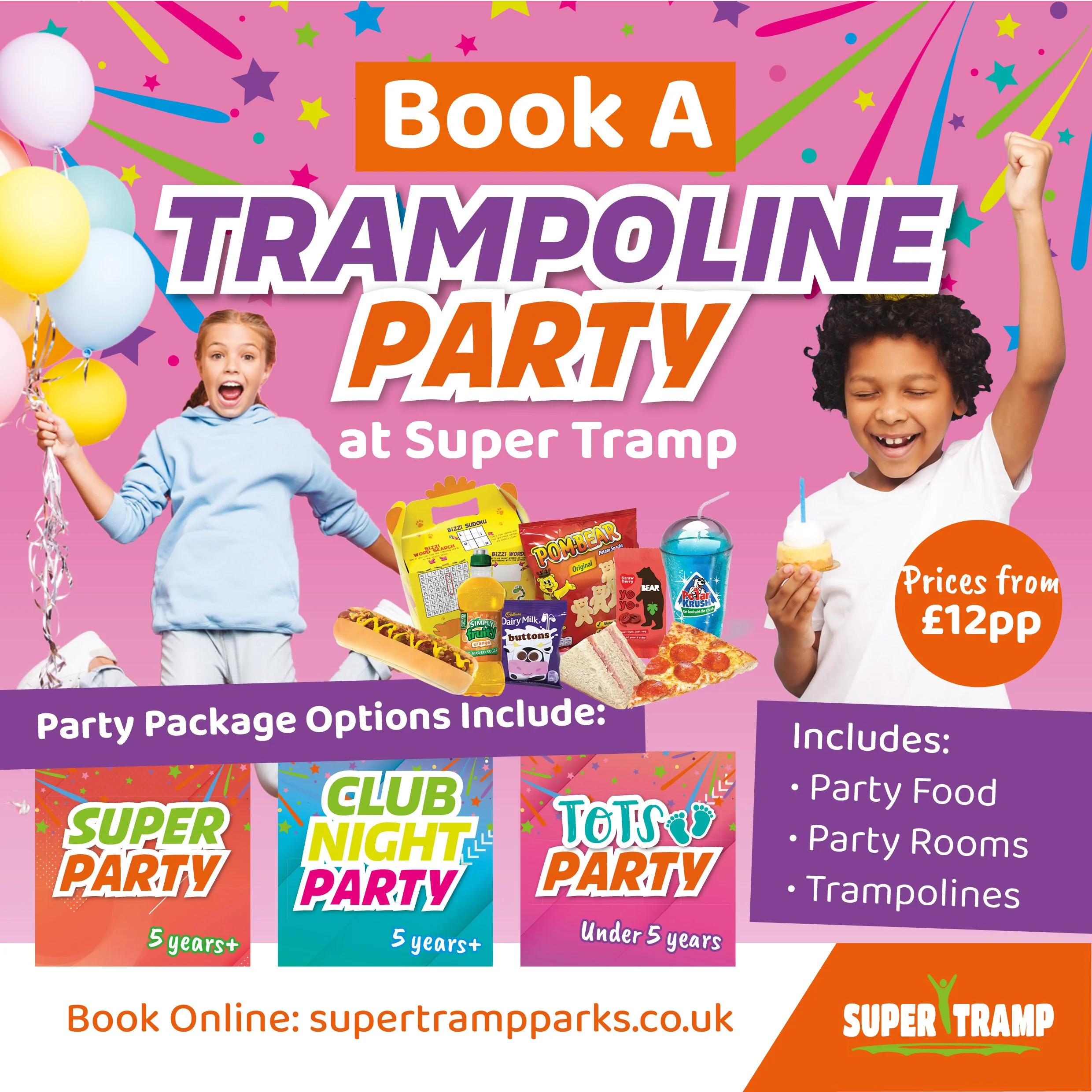 BOOK A TRAMPOLINE PARTY — Super Tramp Parks UK Trampoline Parks