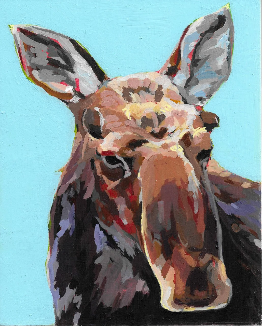 Moose - 8" x 10", Acrylic on Wood panel, 2023 (SOLD)