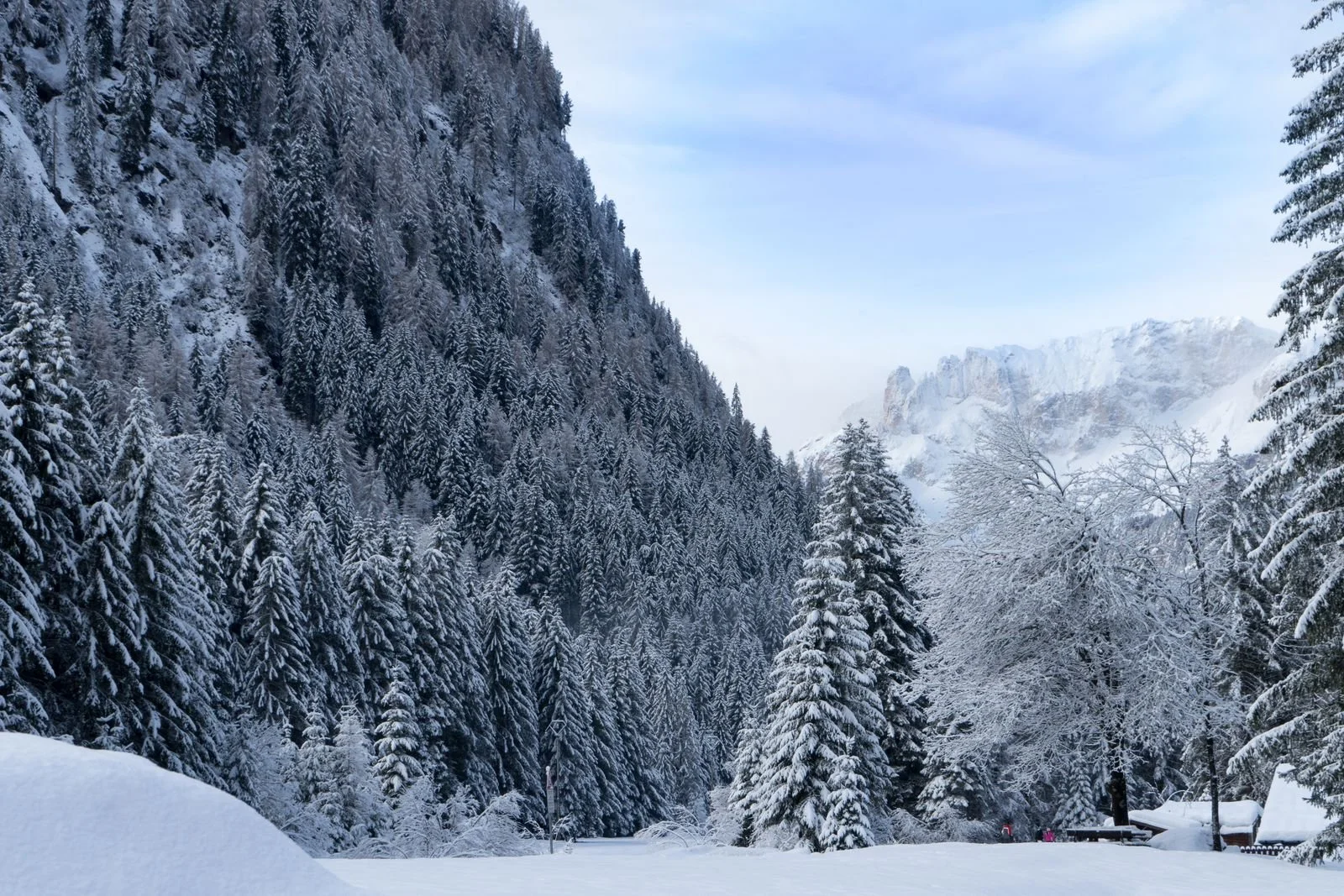 Snowy village in the Dolomites for a winter Italy honeymoon