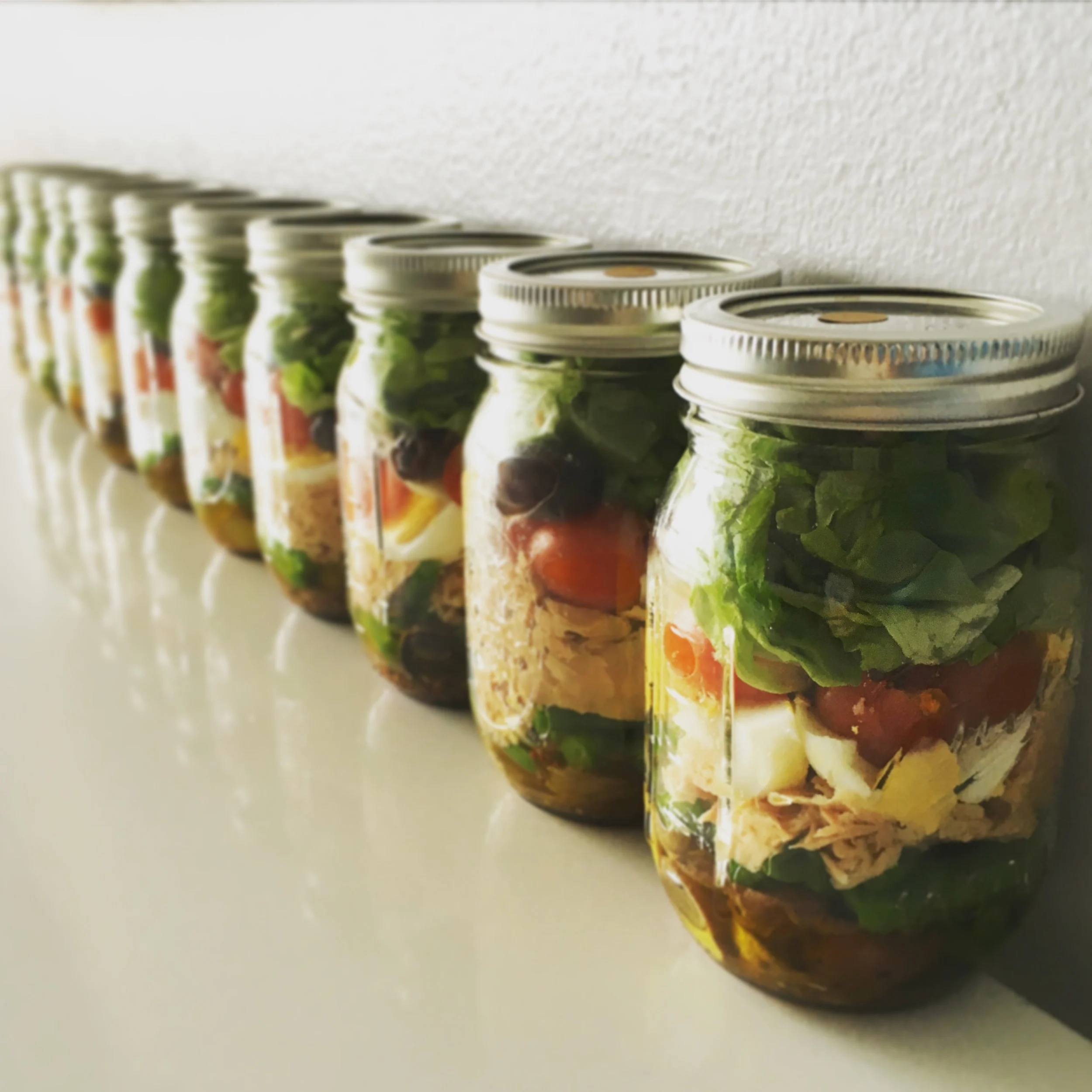 Salads all lined up!