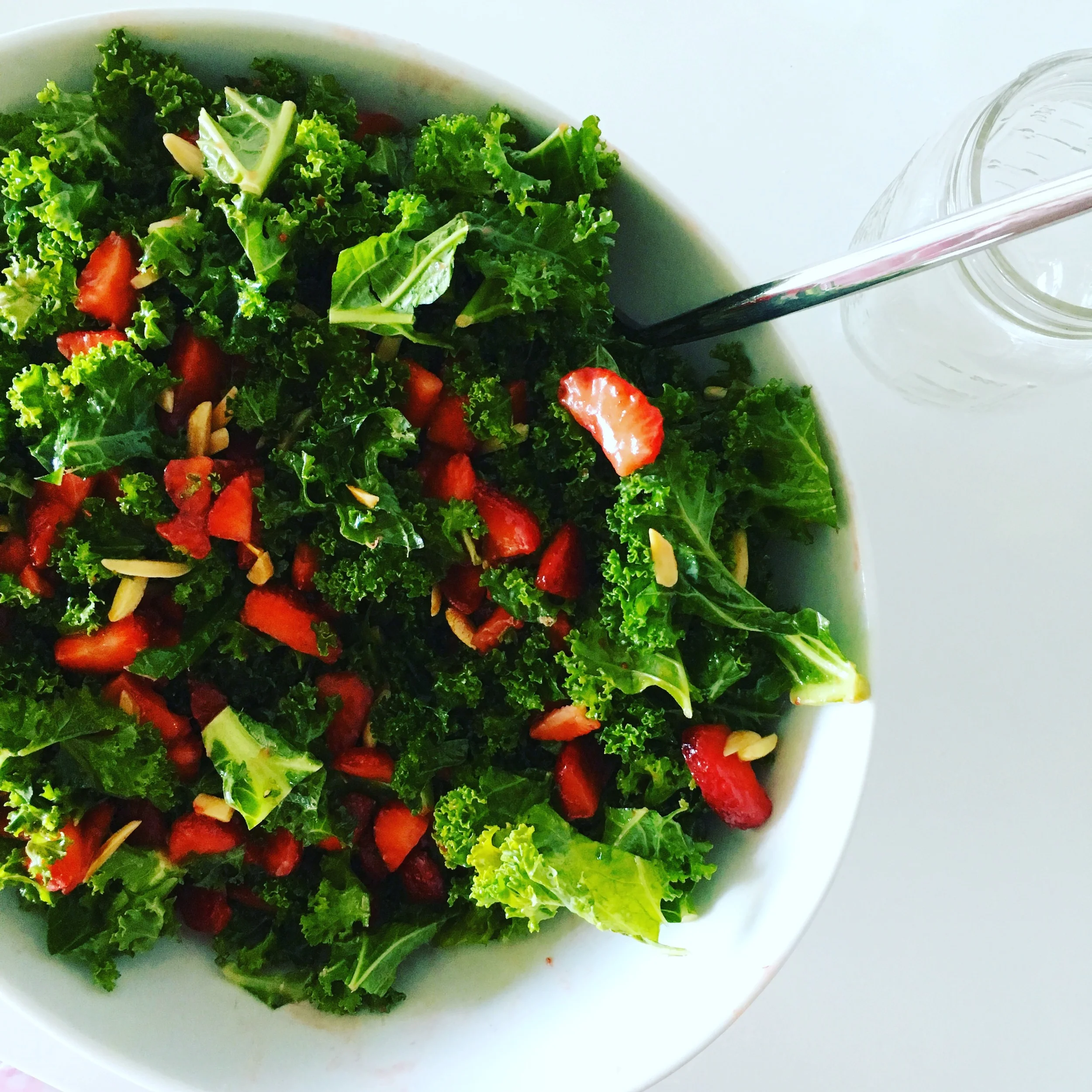 Kale Salad with Strawberries & Toasted Almonds