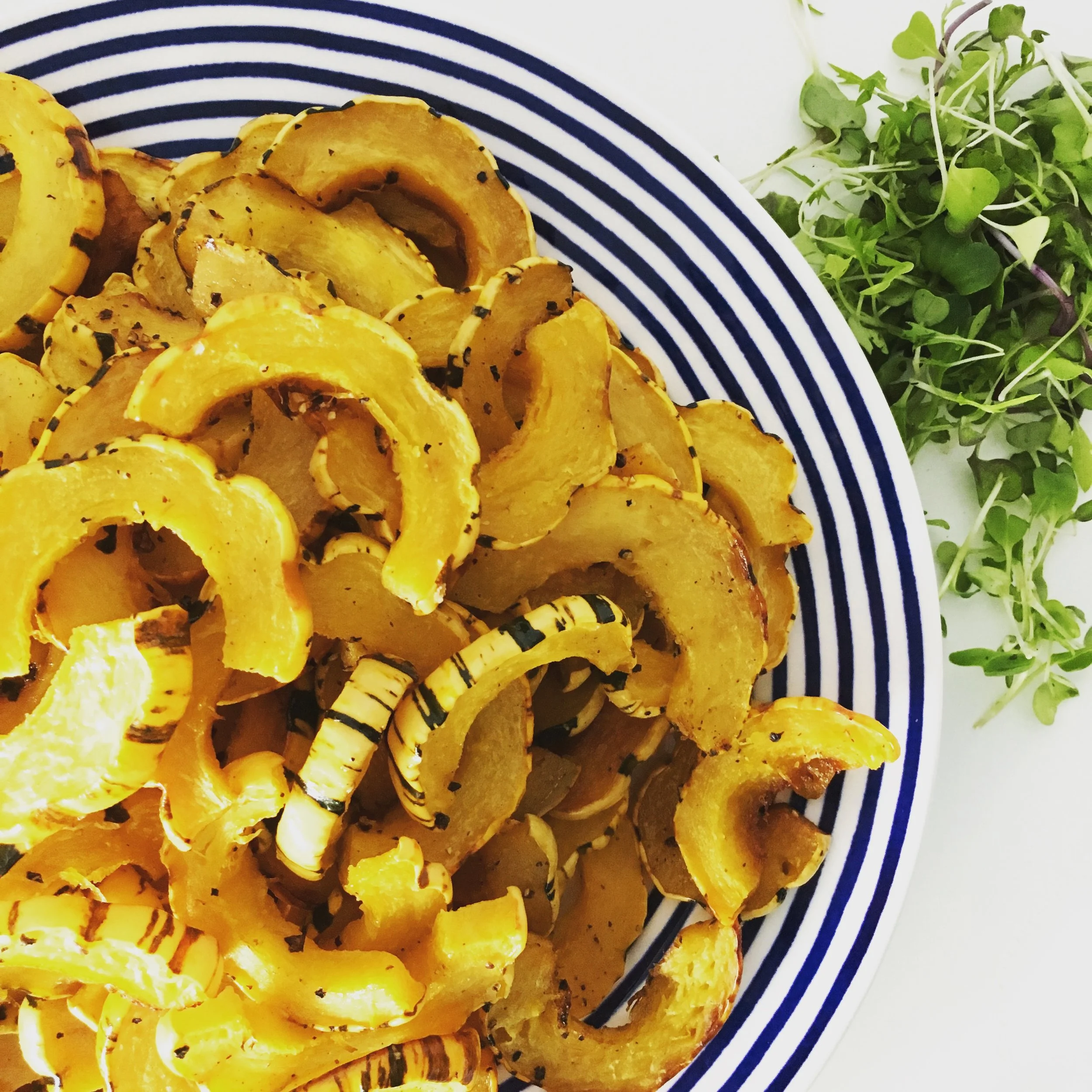 Roasted Delicata Squash & Microgreens