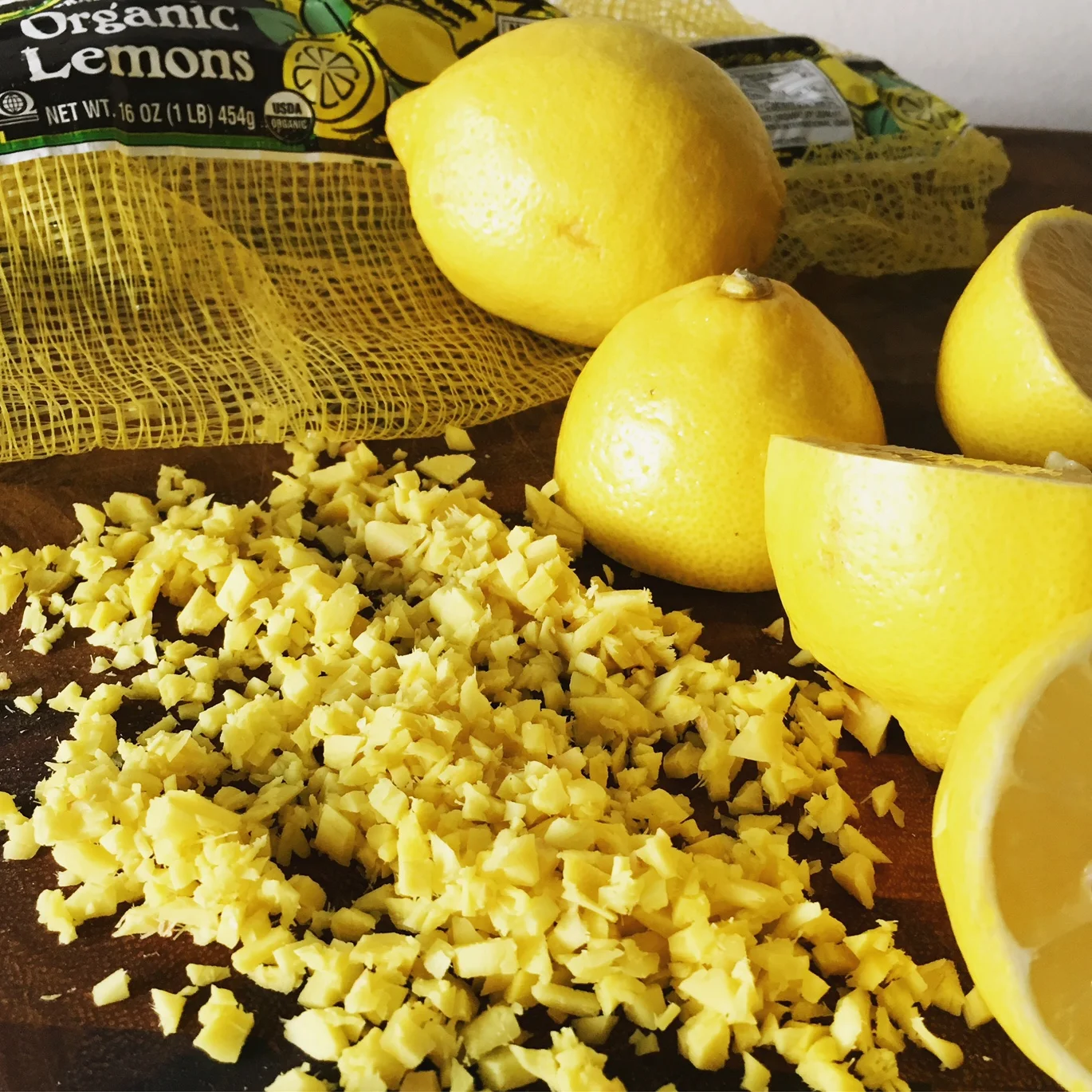 Lemon Ginger Salad Dressing in the making