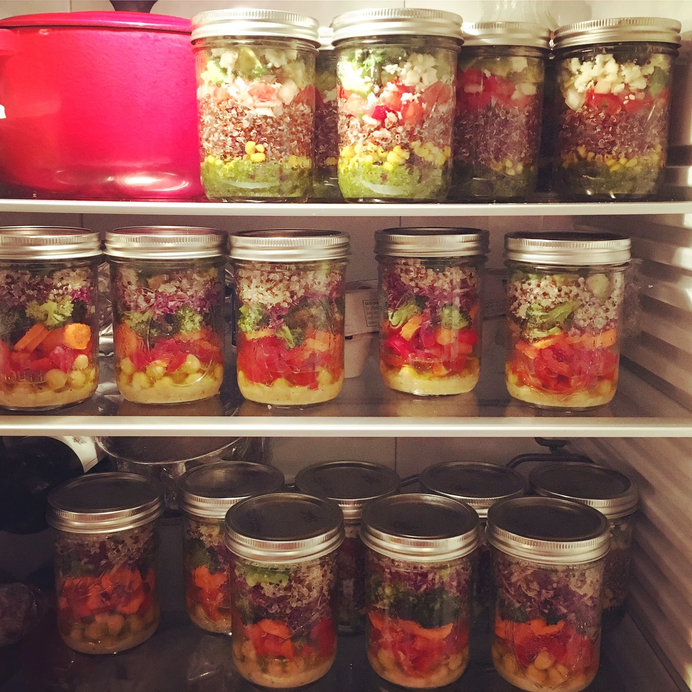 A well stocked fridge filled with The Lunch Mason goodness!