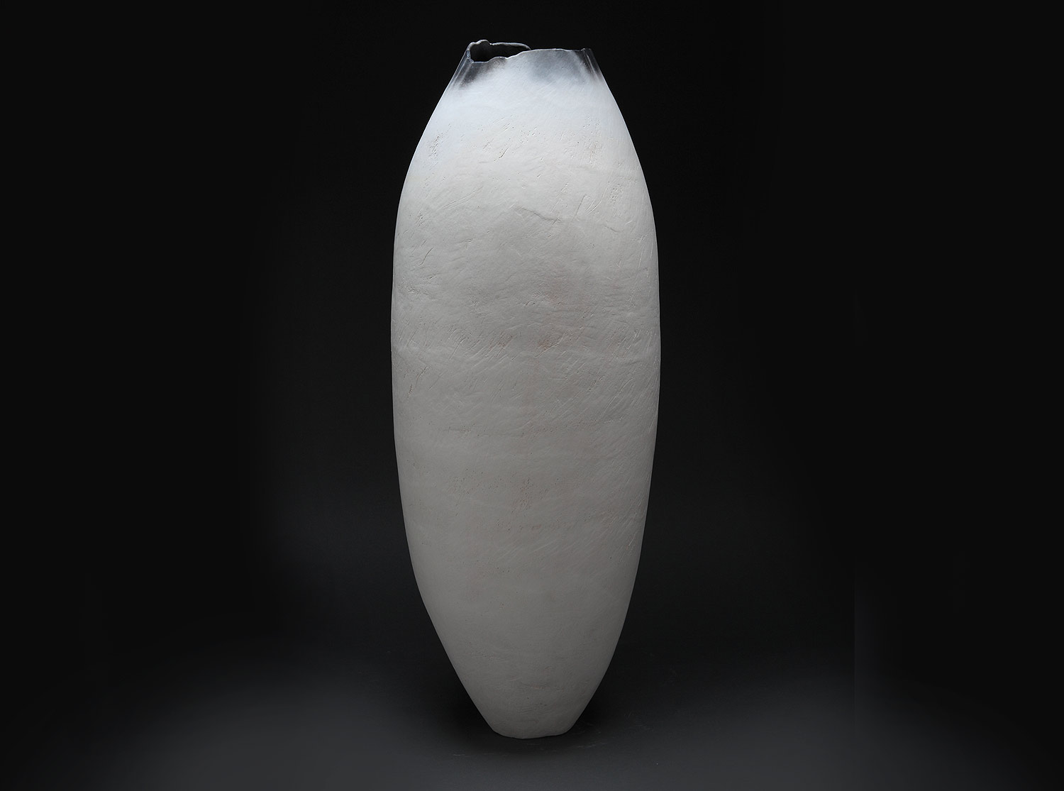   White Cocoon , 2014 &nbsp; &nbsp; 26” x 10” x 10” &nbsp; &nbsp; saggar fired clay &nbsp; &nbsp; $1,800 