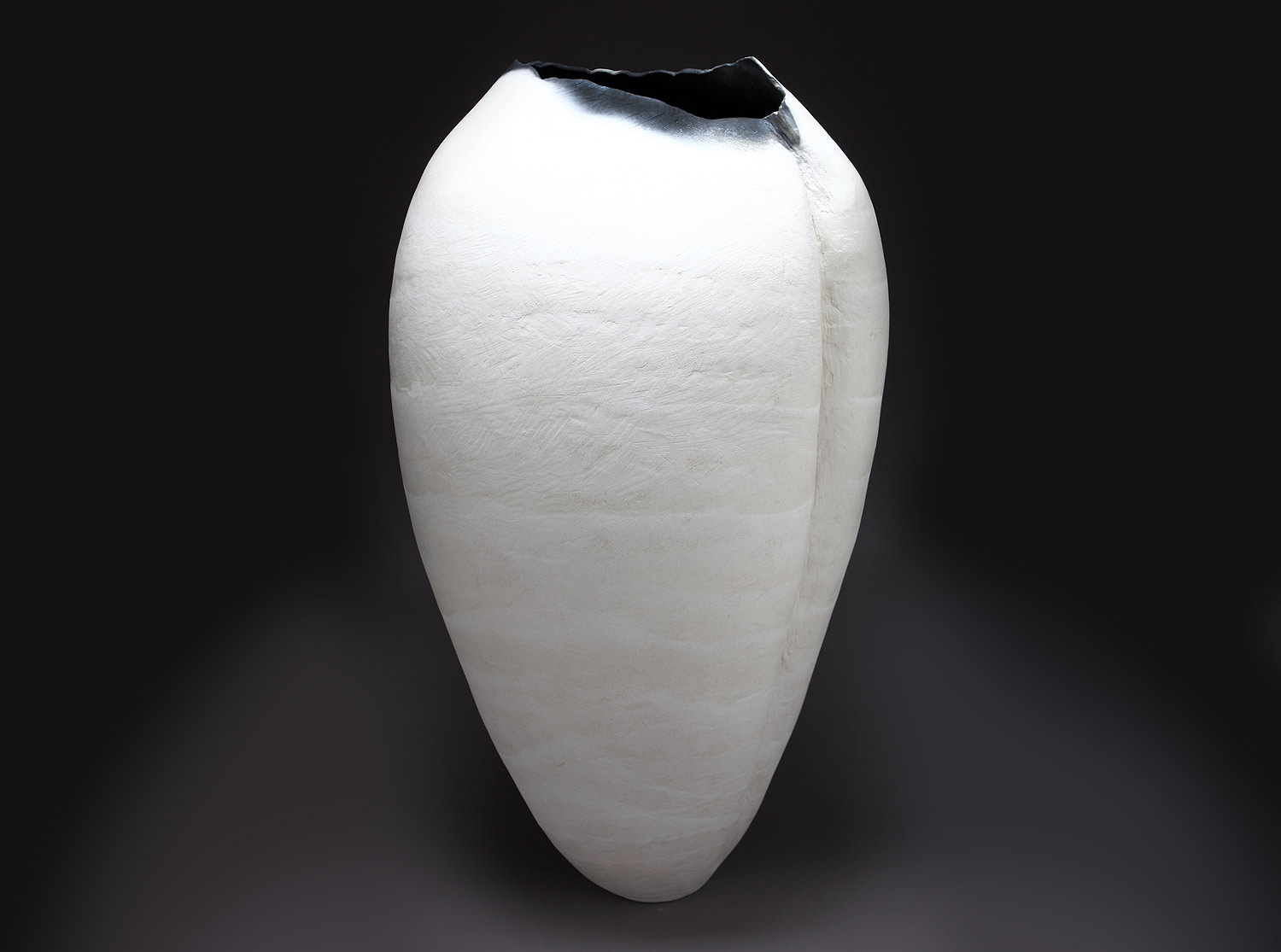   White Form After Darkling Beetle , 2009 &nbsp; &nbsp; 34” x 19” x 14” &nbsp; &nbsp; saggar fired clay &nbsp; &nbsp; $12,000 