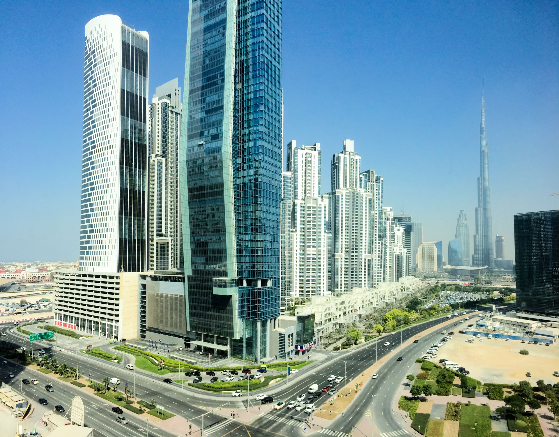 A masterpiece: View of Burj Khalifa and Downtown Dubai from our suite on the 11th floor of The Oberoi.