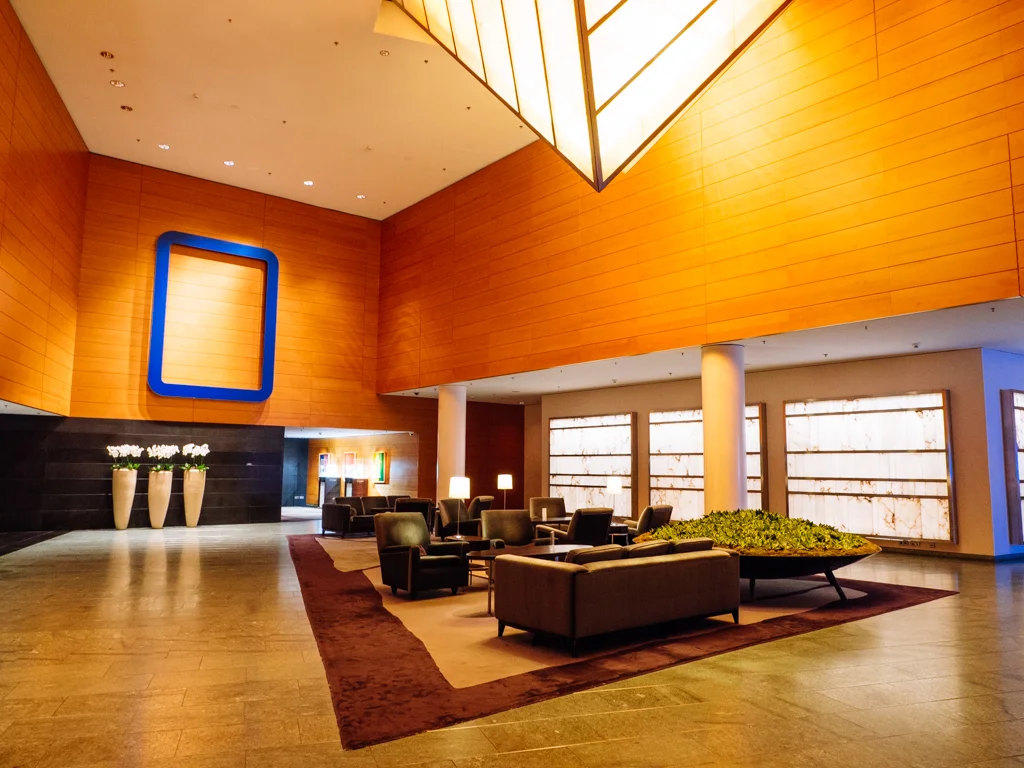 The lobby at the Grand Hyatt Berlin.