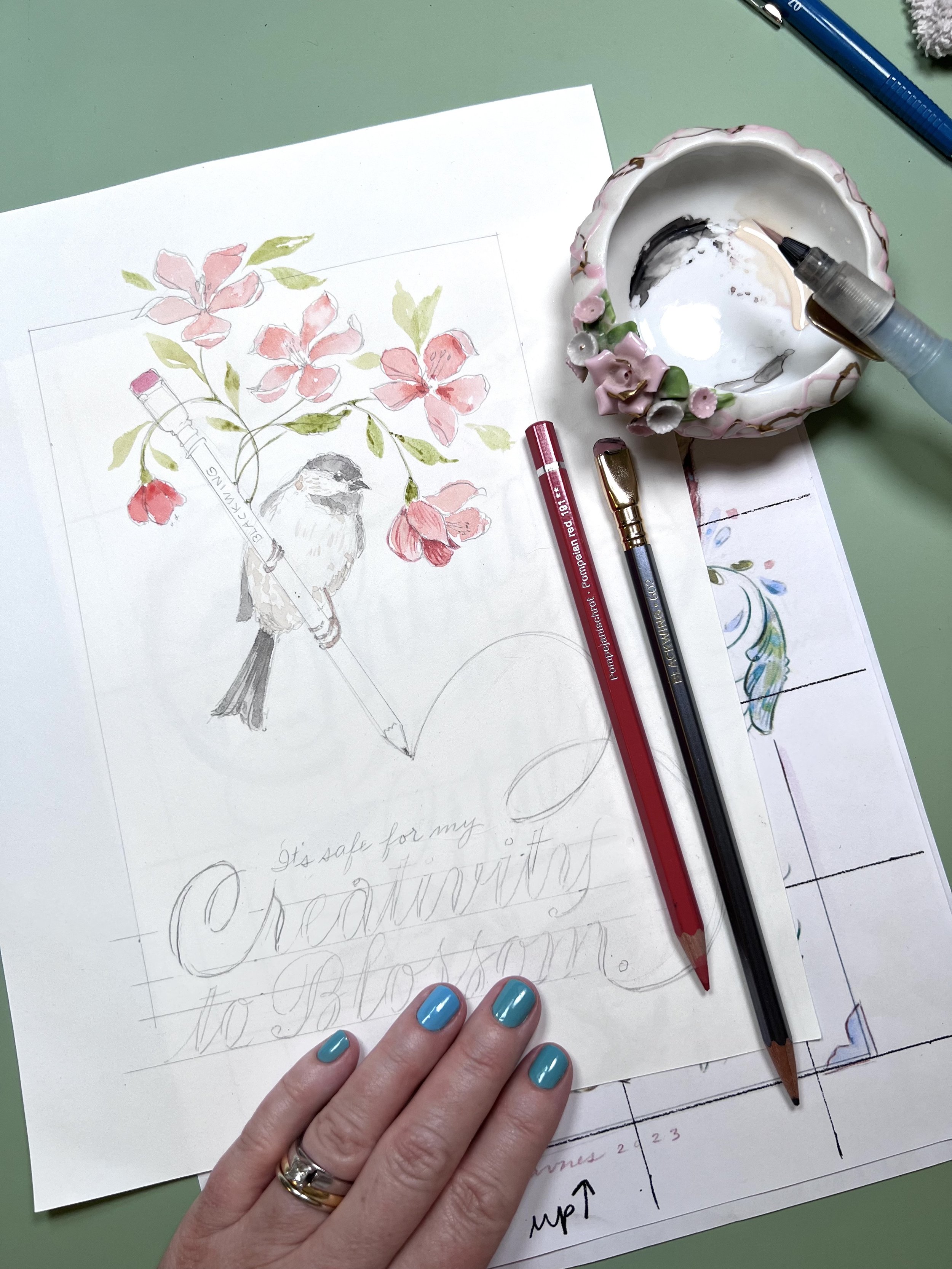 Anne-Davnes Elser: Online Calligraphy Course: Monolinear Lettering - Cursive  Crush & Open-Shaded Script