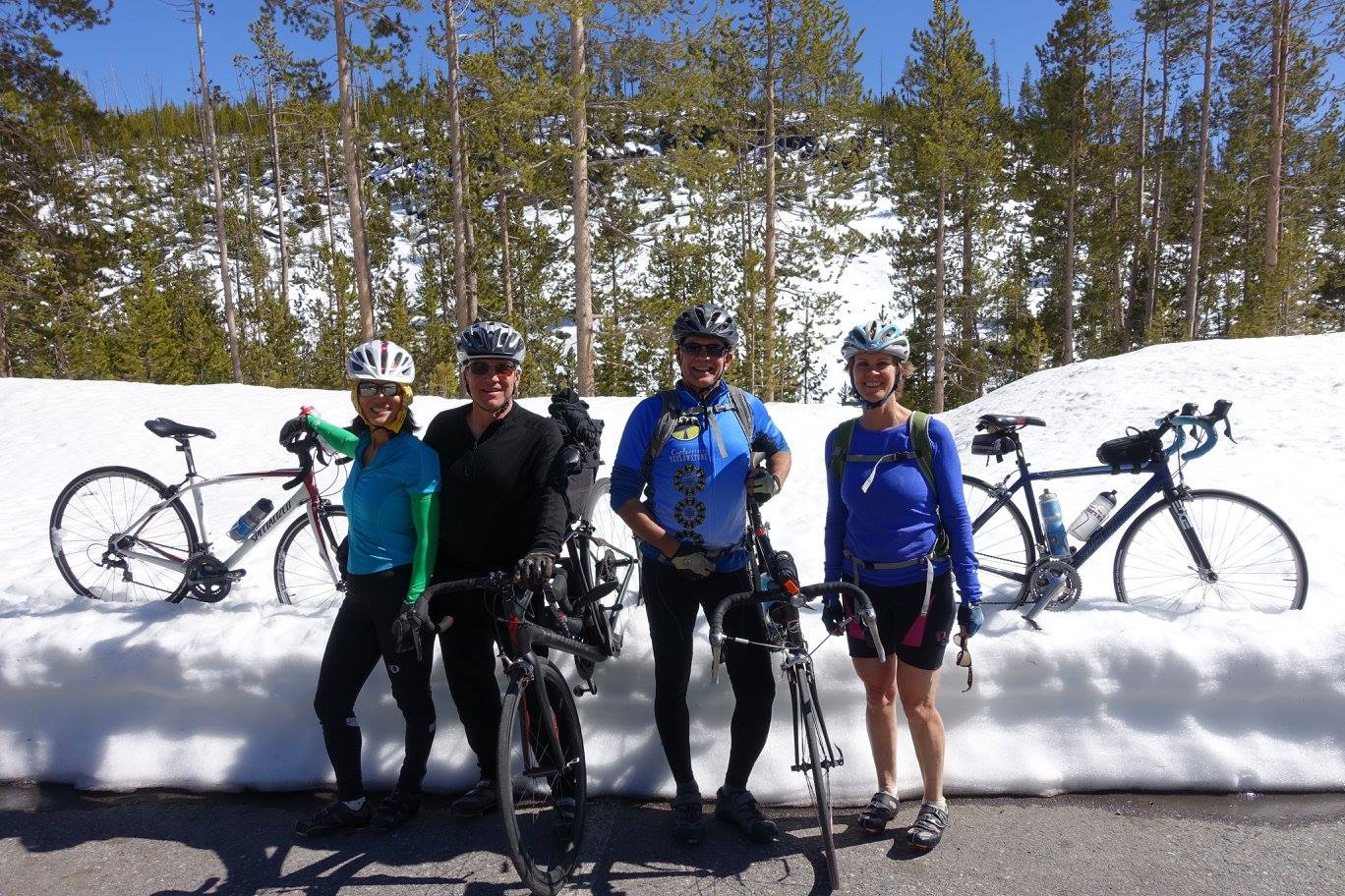 Mia, Cutris, Suzanne and Jim Albano are pumped for their spring ride in Yellowstone! 