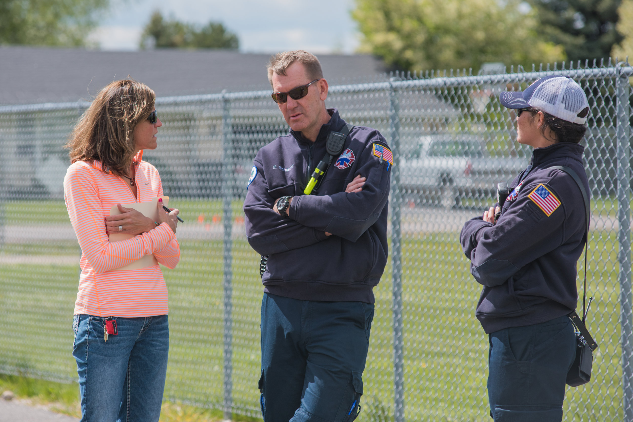 Medic team lead, Christi, preparing with EMS in Driggs, Idaho