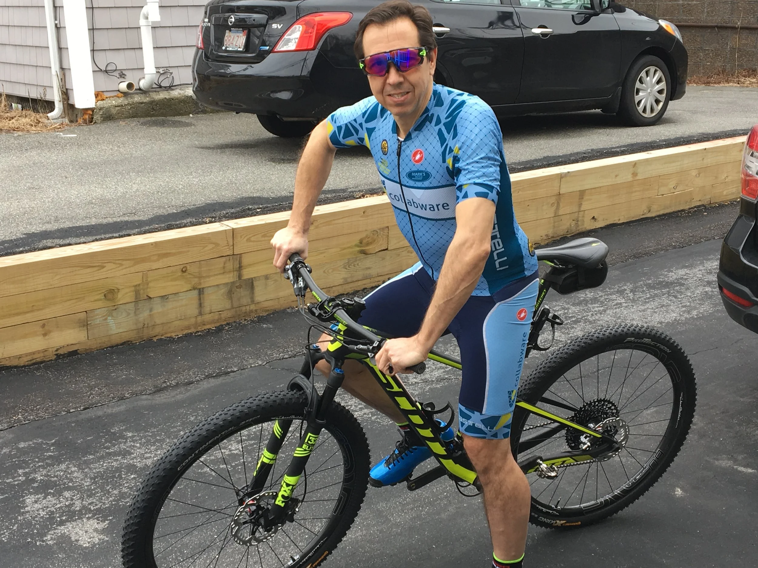Glenn preparing for Epic Bike Race in South Africa donning Collabware Team Gear.